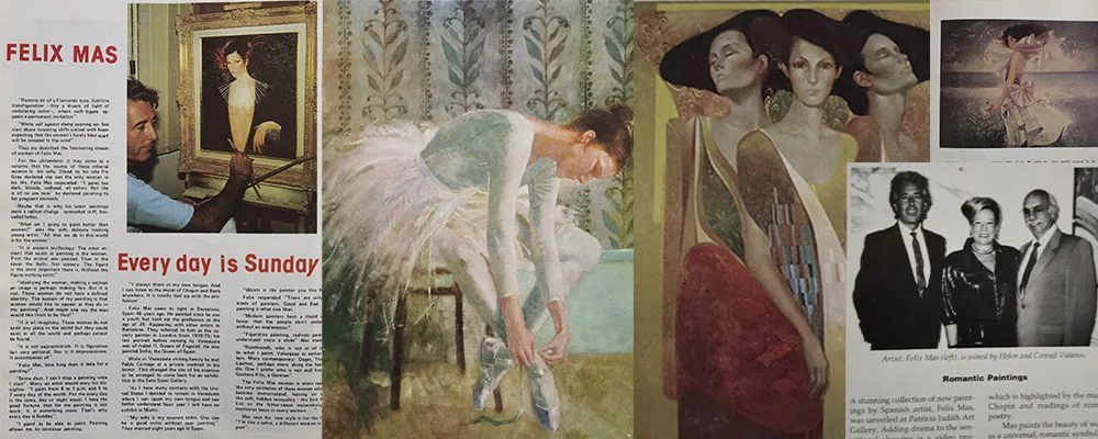 Press clippings and paintings by Félix Mas