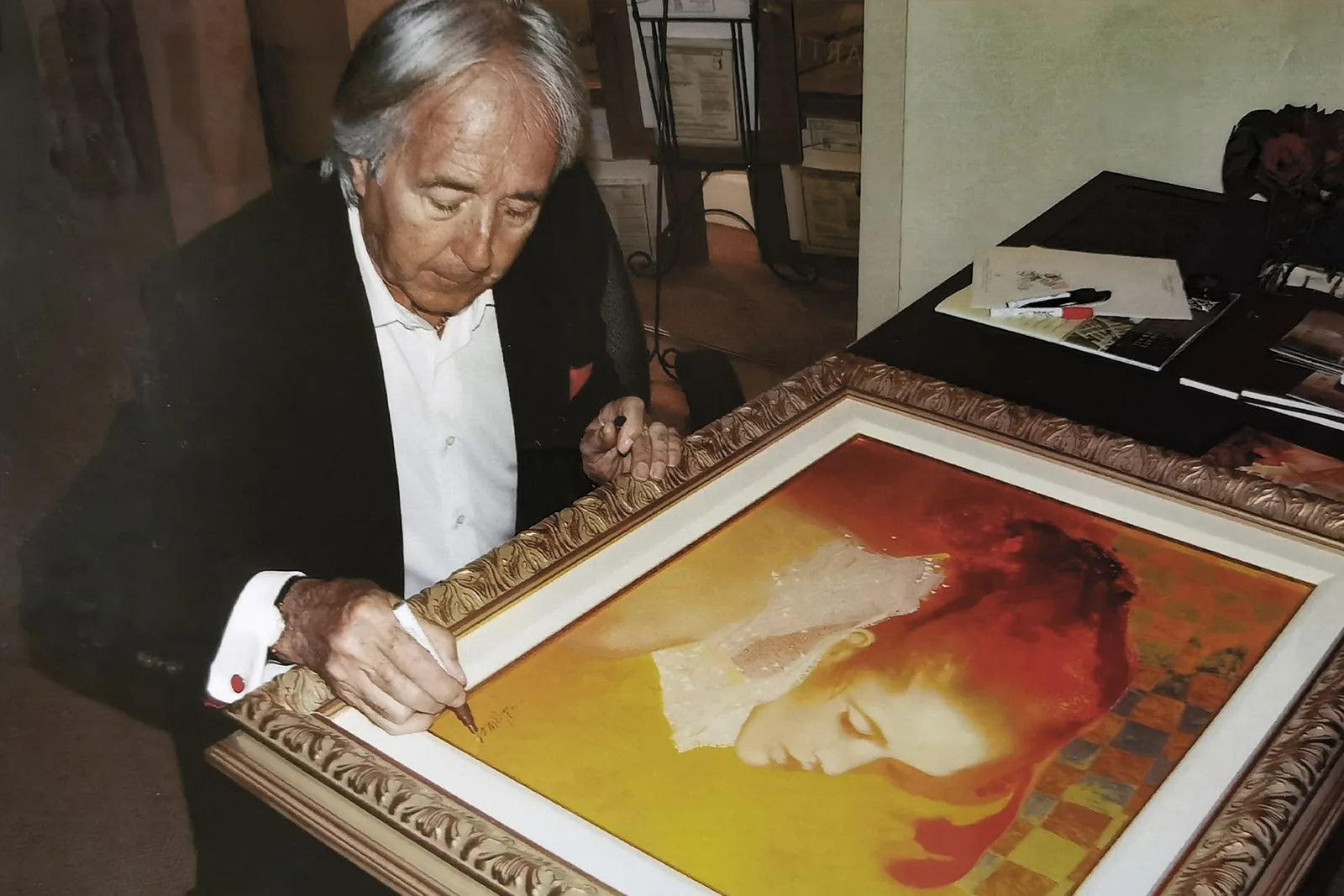 Signing a framed work